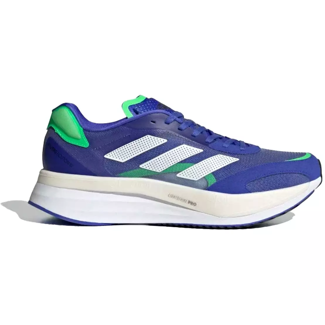 Men's Adidas Adizero Boston 10, Sonic Ink/Cloud White/Screaming Green, 11 D Medium