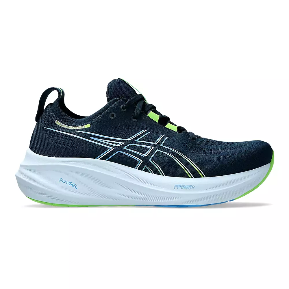 Men's Asics GEL-Nimbus 26, French Blue/Electric Lime, 12 D Medium