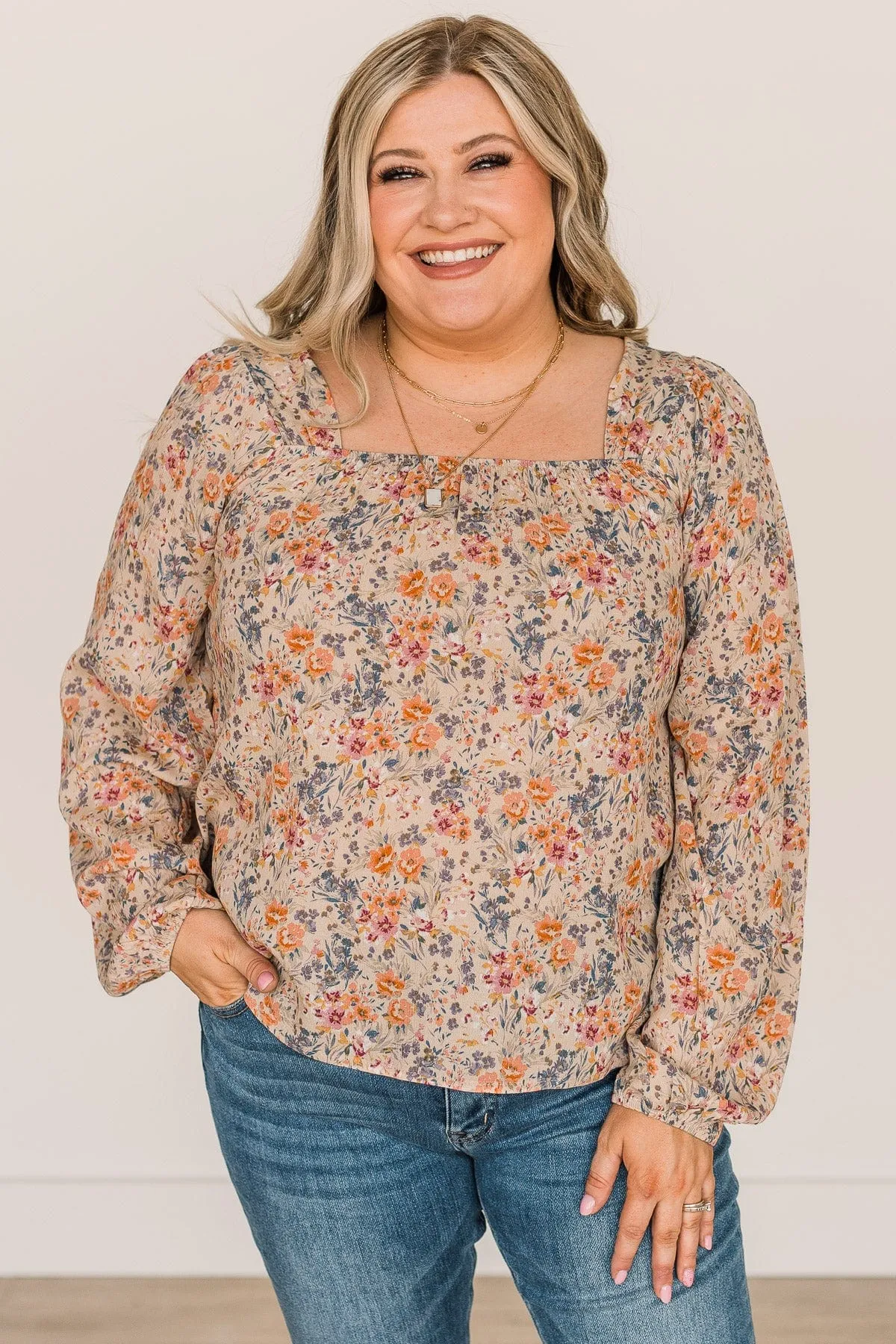 No Better Than This Floral Blouse- Taupe