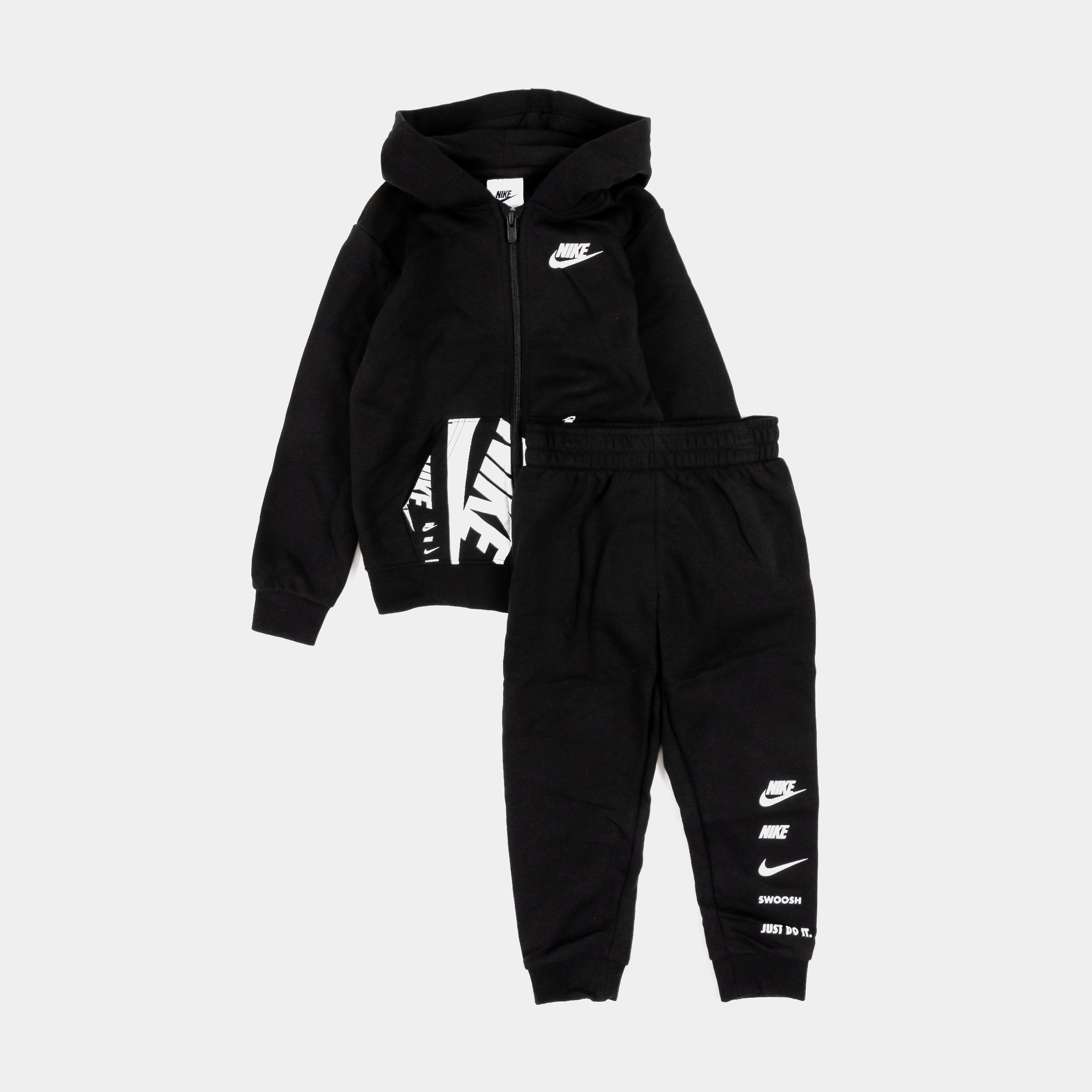 NSW Fleece Pullover + Jogger Infant Toddler Set (Black/White)