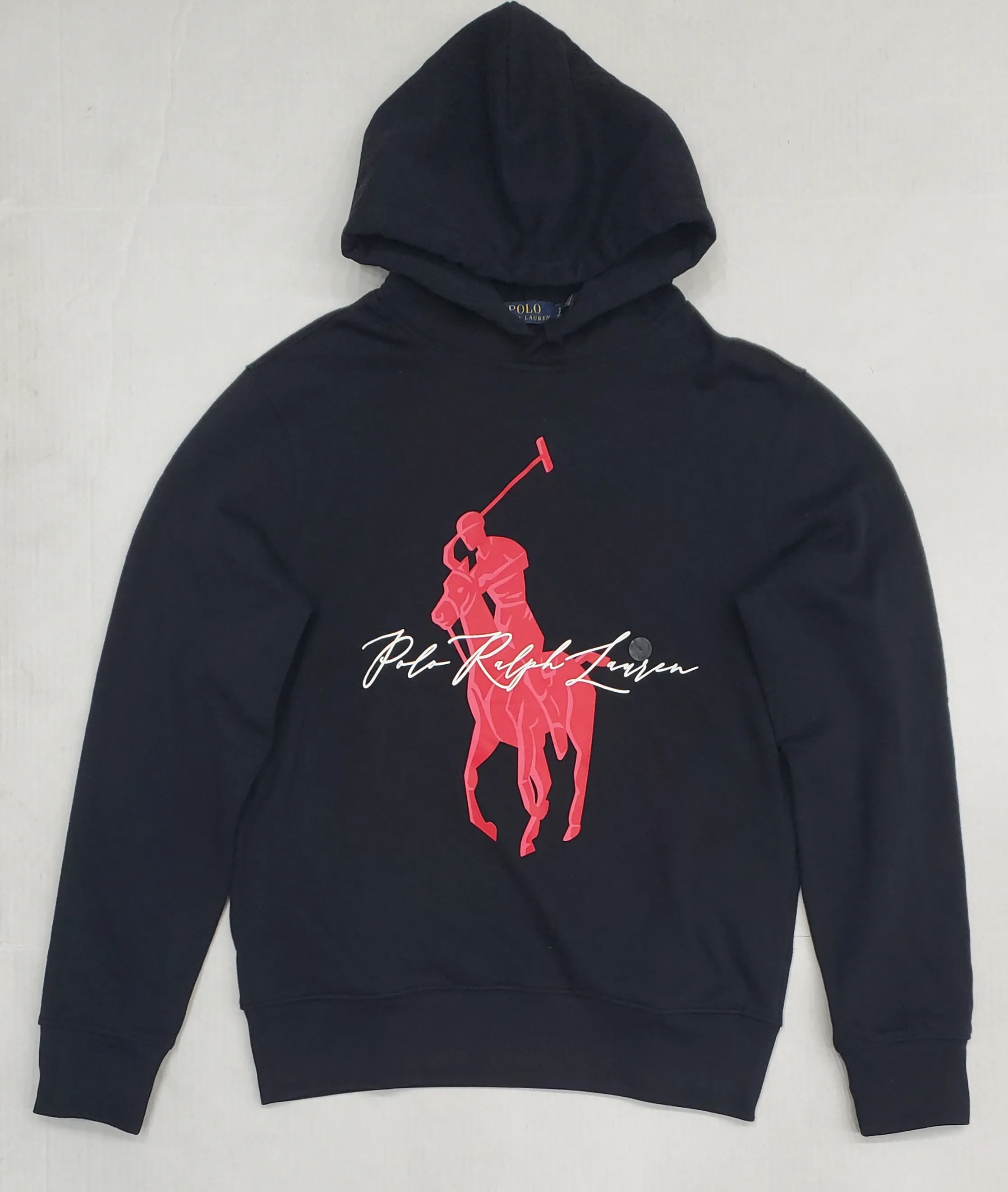 Nwt Polo Ralph Lauren Black/Red Big Pony Script Fleece Hoodie