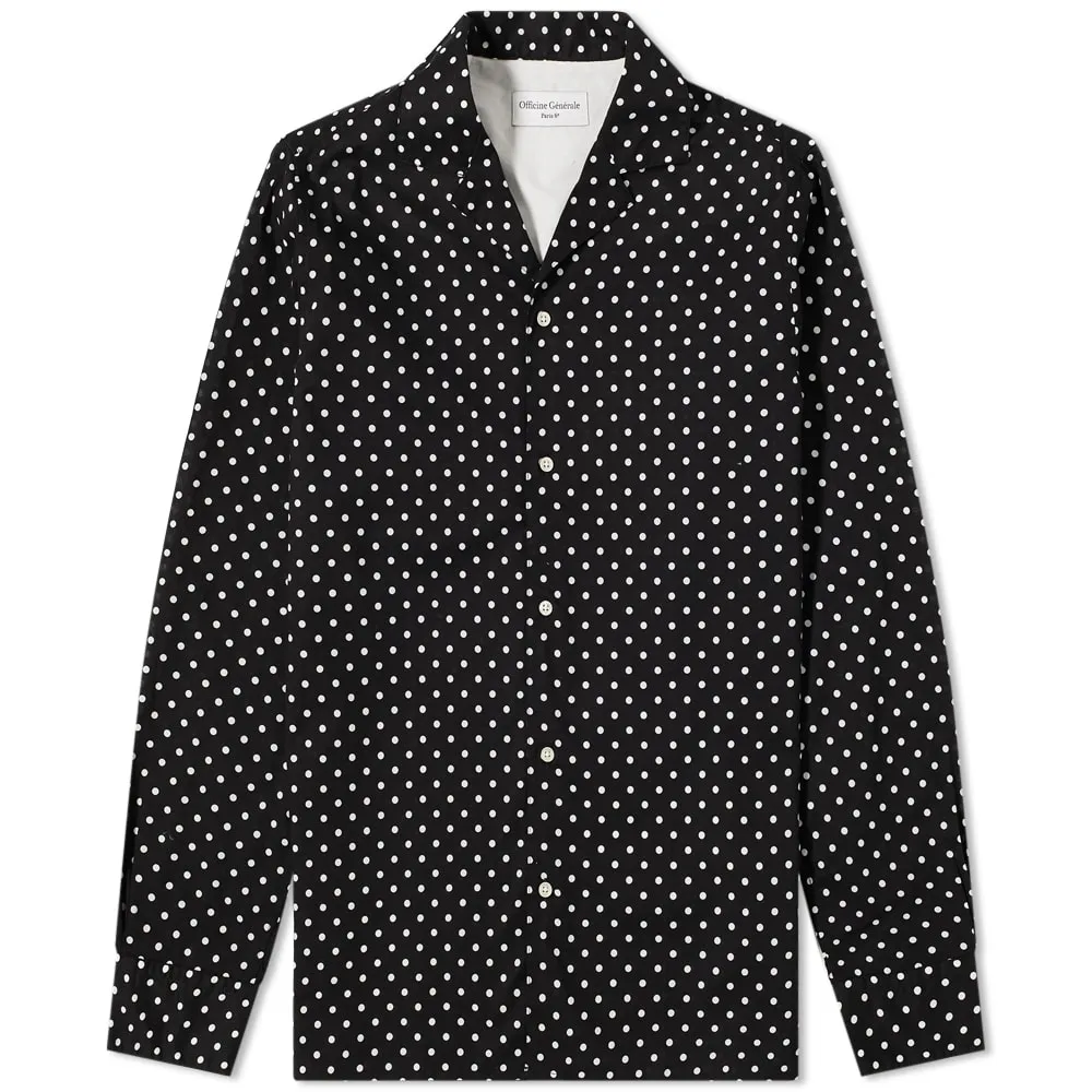 Officine Générale Dario Polka Dot ShirtBlack & White