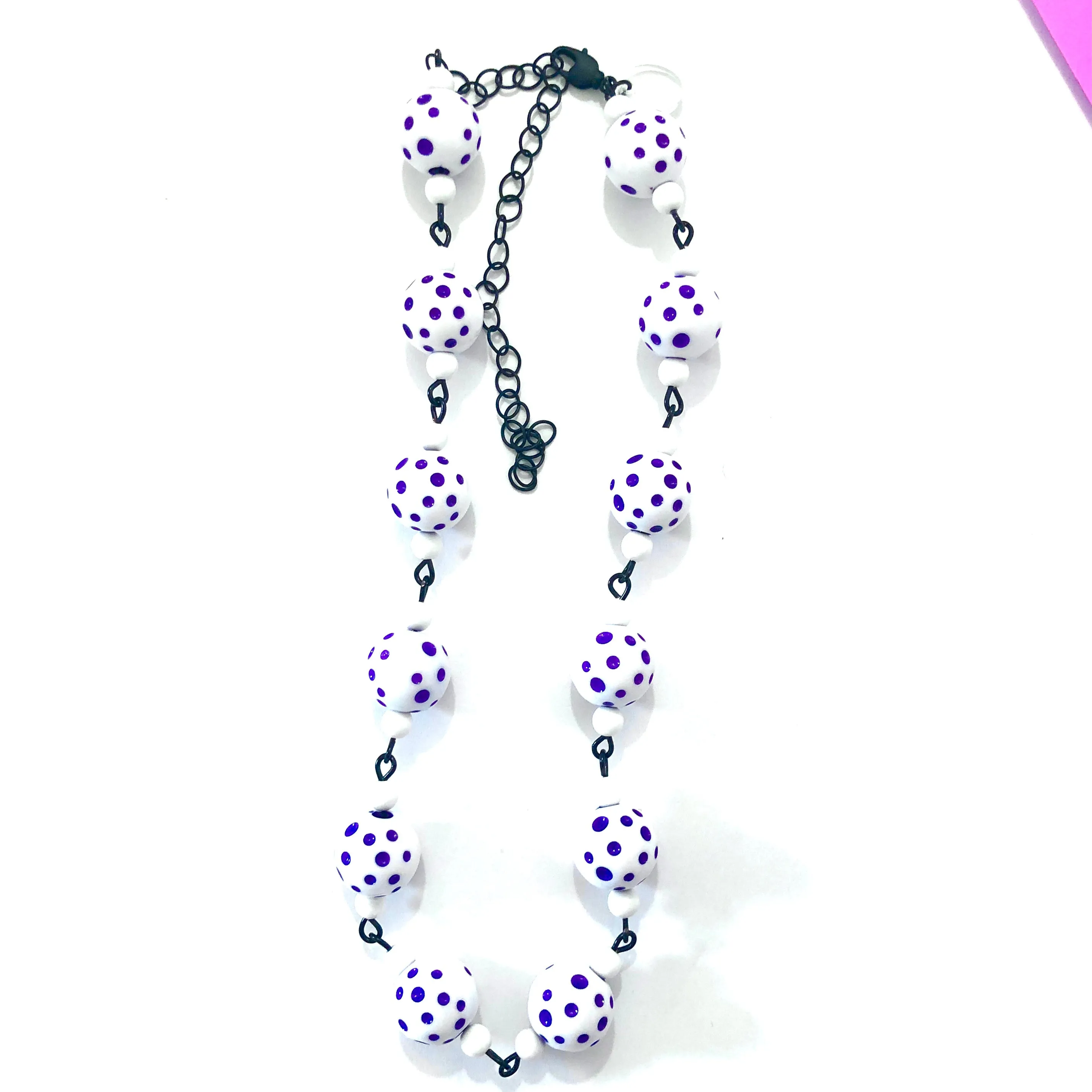 Purple Polka Dot Beaded Amelia Necklace