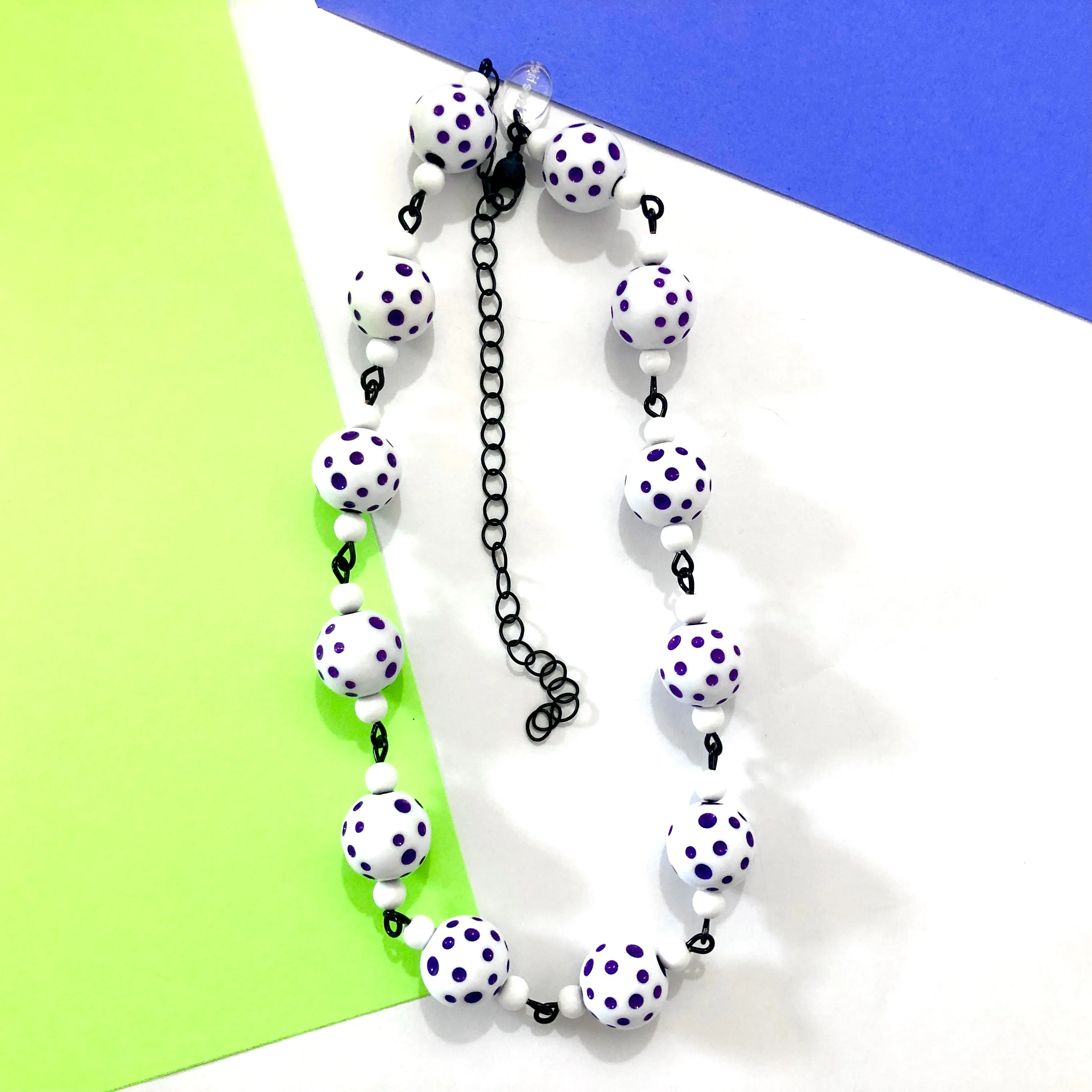 Purple Polka Dot Beaded Amelia Necklace