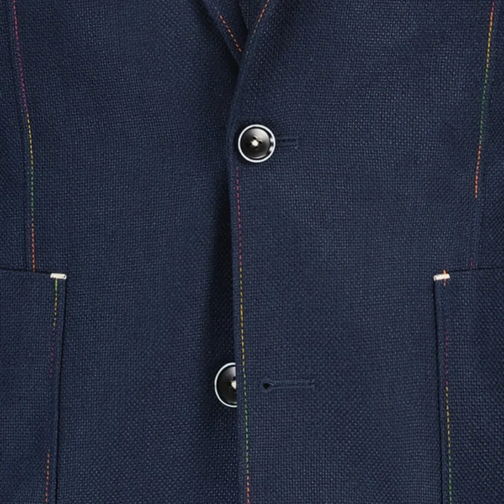 R2 AMSTERDAM Half Lined Multi Stitch Navy Jacket | Menswear Online