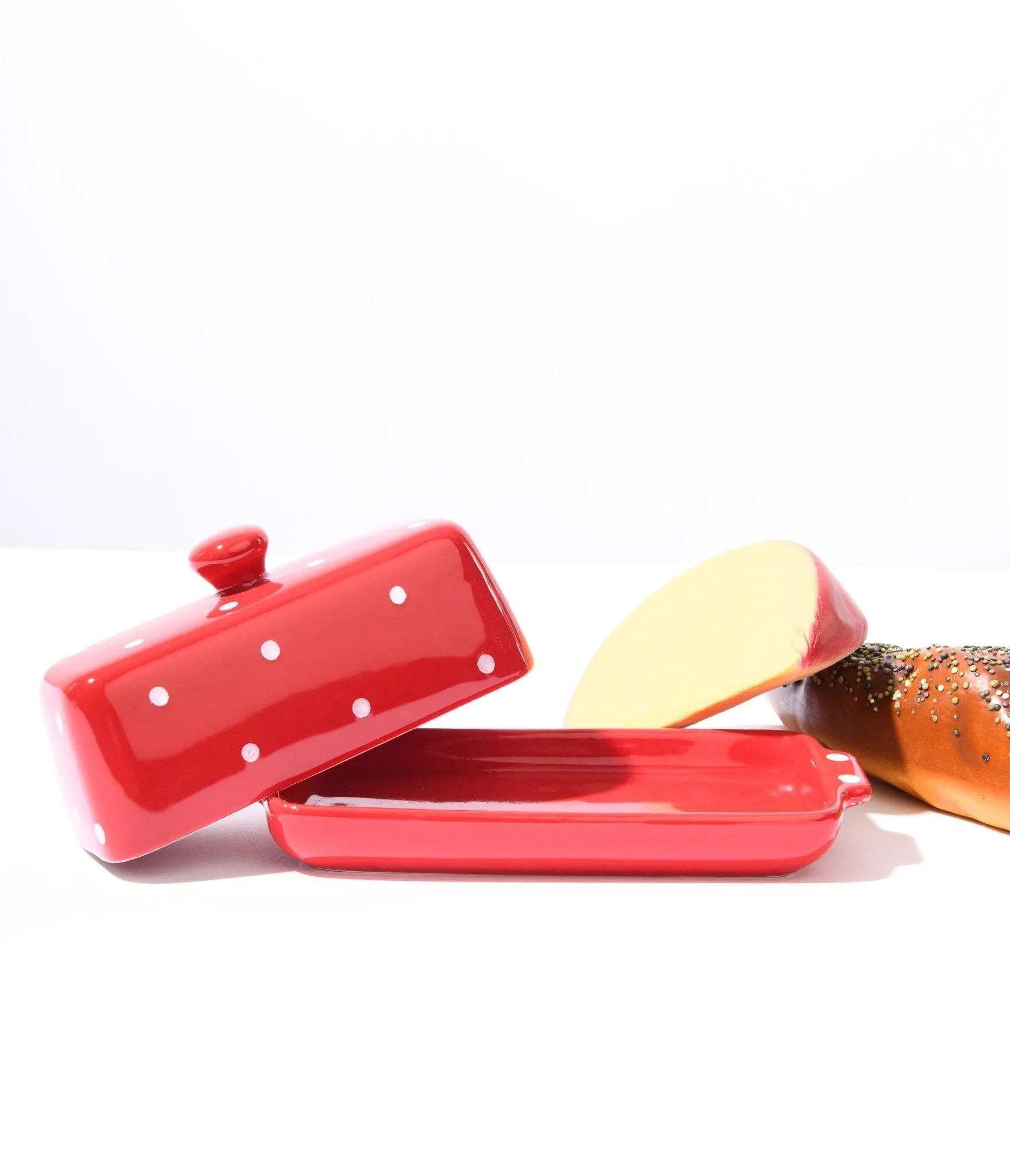 Red Mushroom Polka Dot Butter Dish