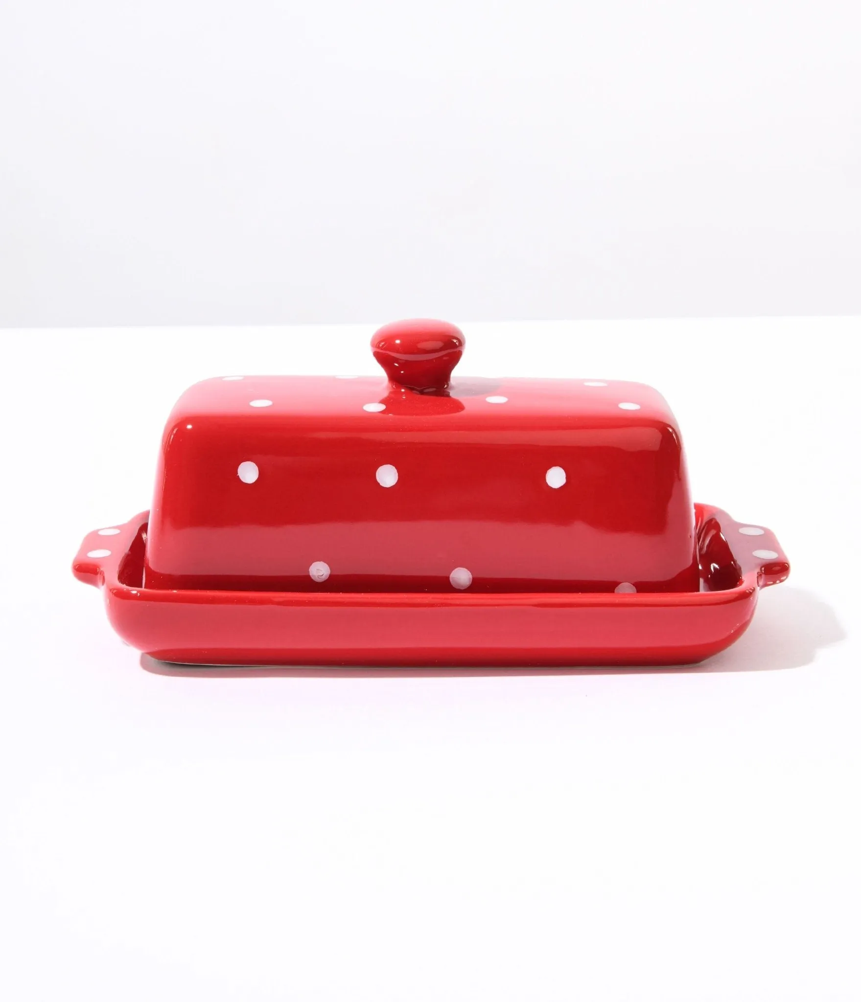 Red Mushroom Polka Dot Butter Dish