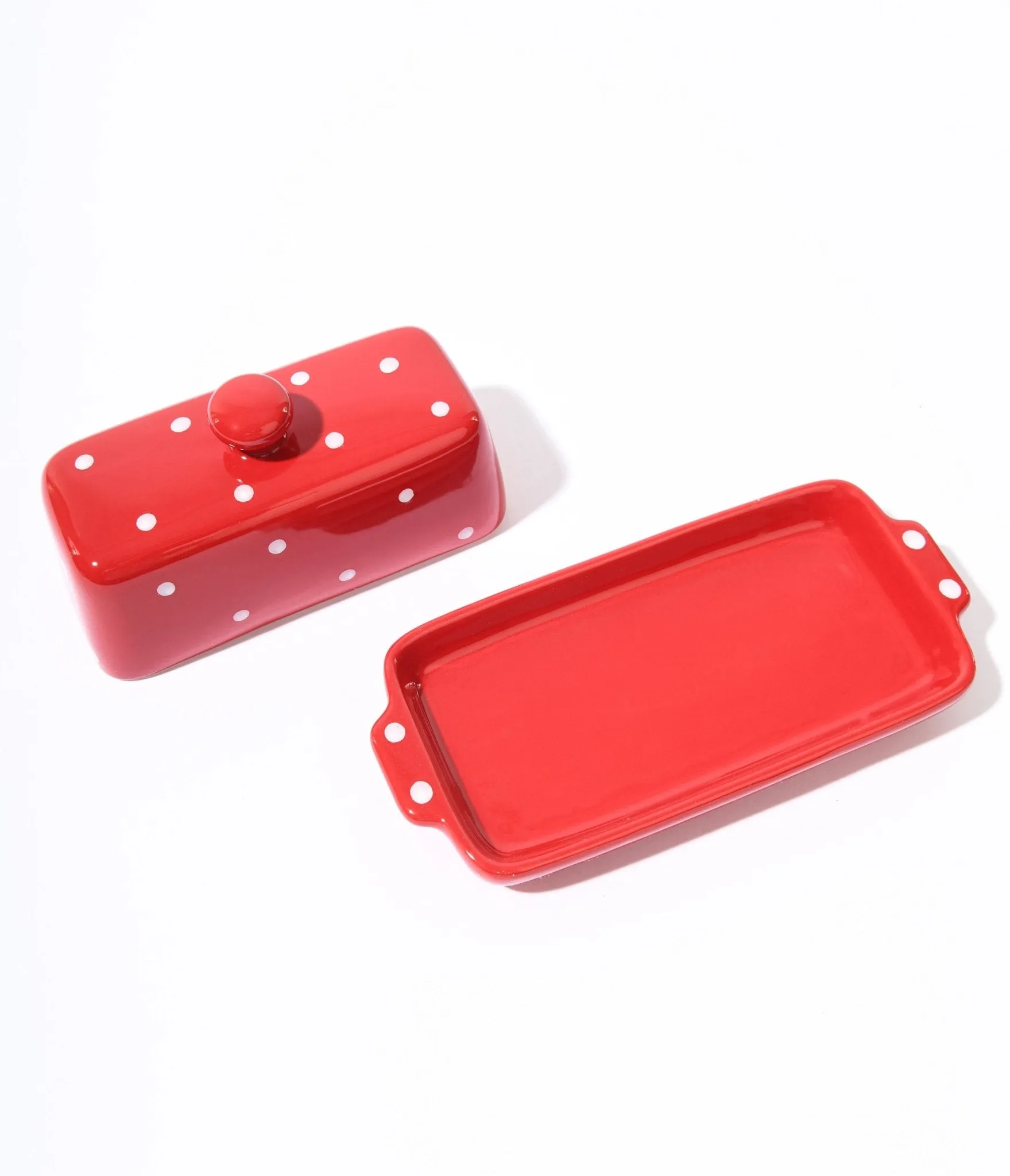 Red Mushroom Polka Dot Butter Dish