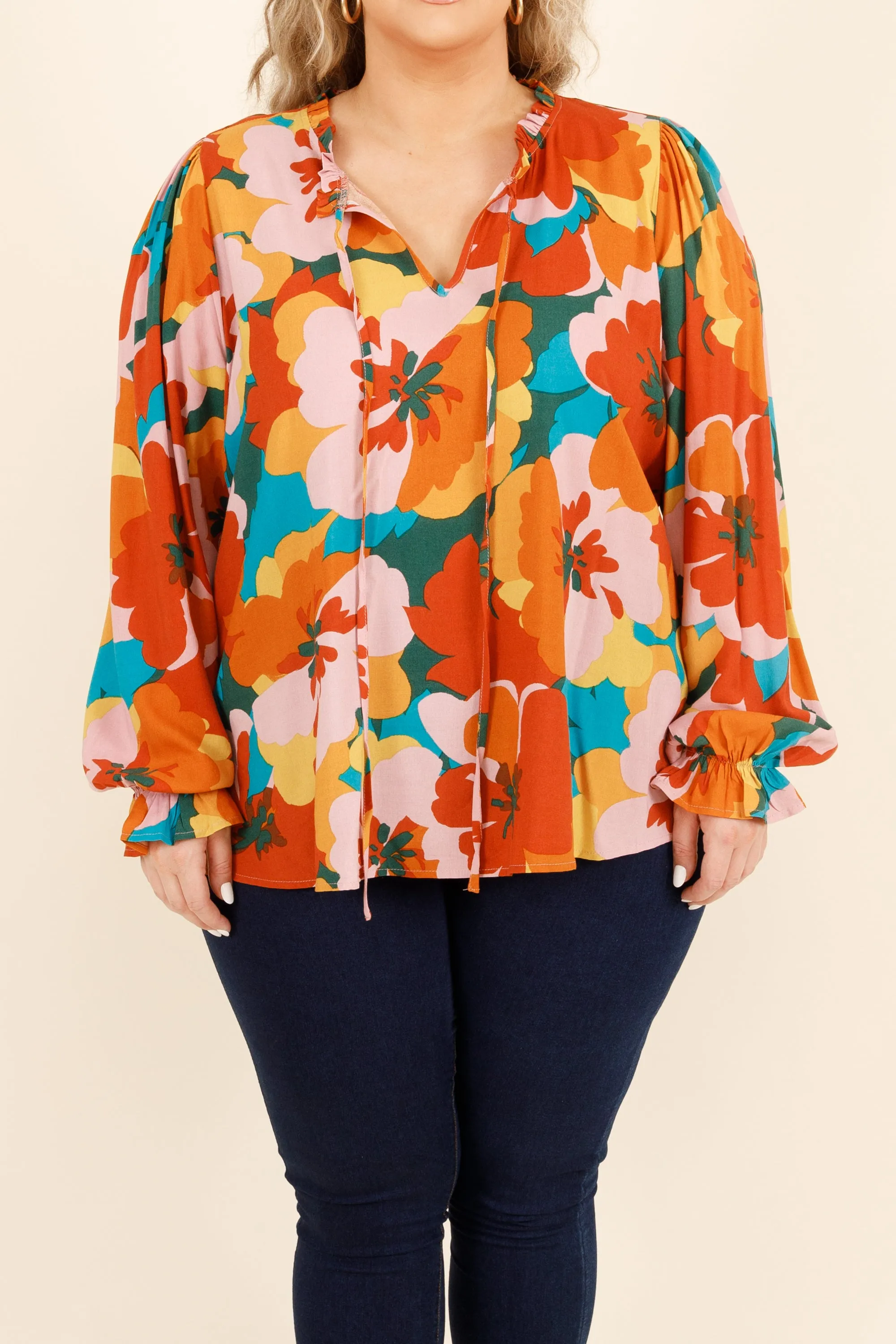 Stellar Stride Blouse, Mocha Teal