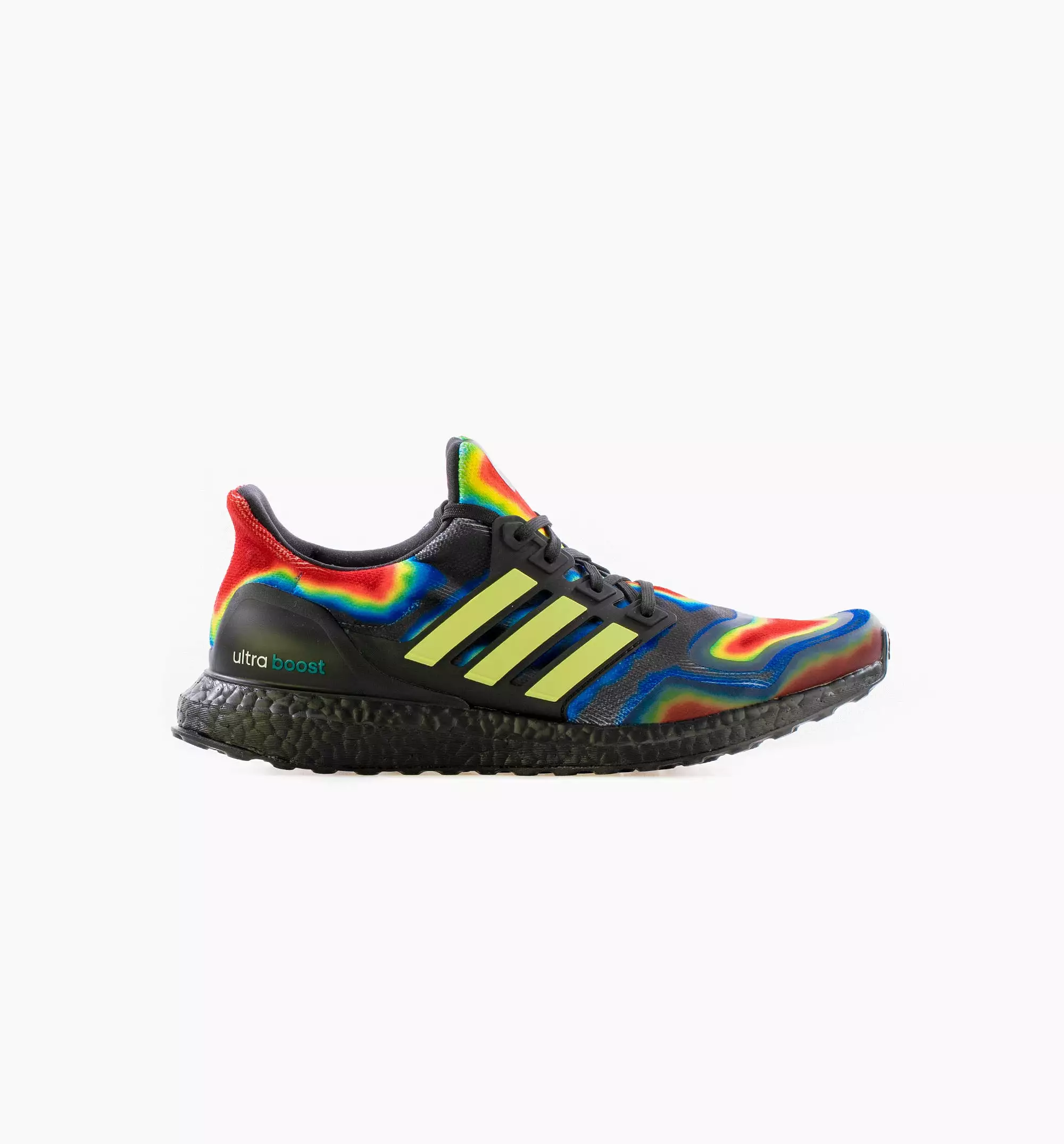 Ultra Boost Heat Map Mens Running Shoe - Core Black/Yellow Tint/EQT Green