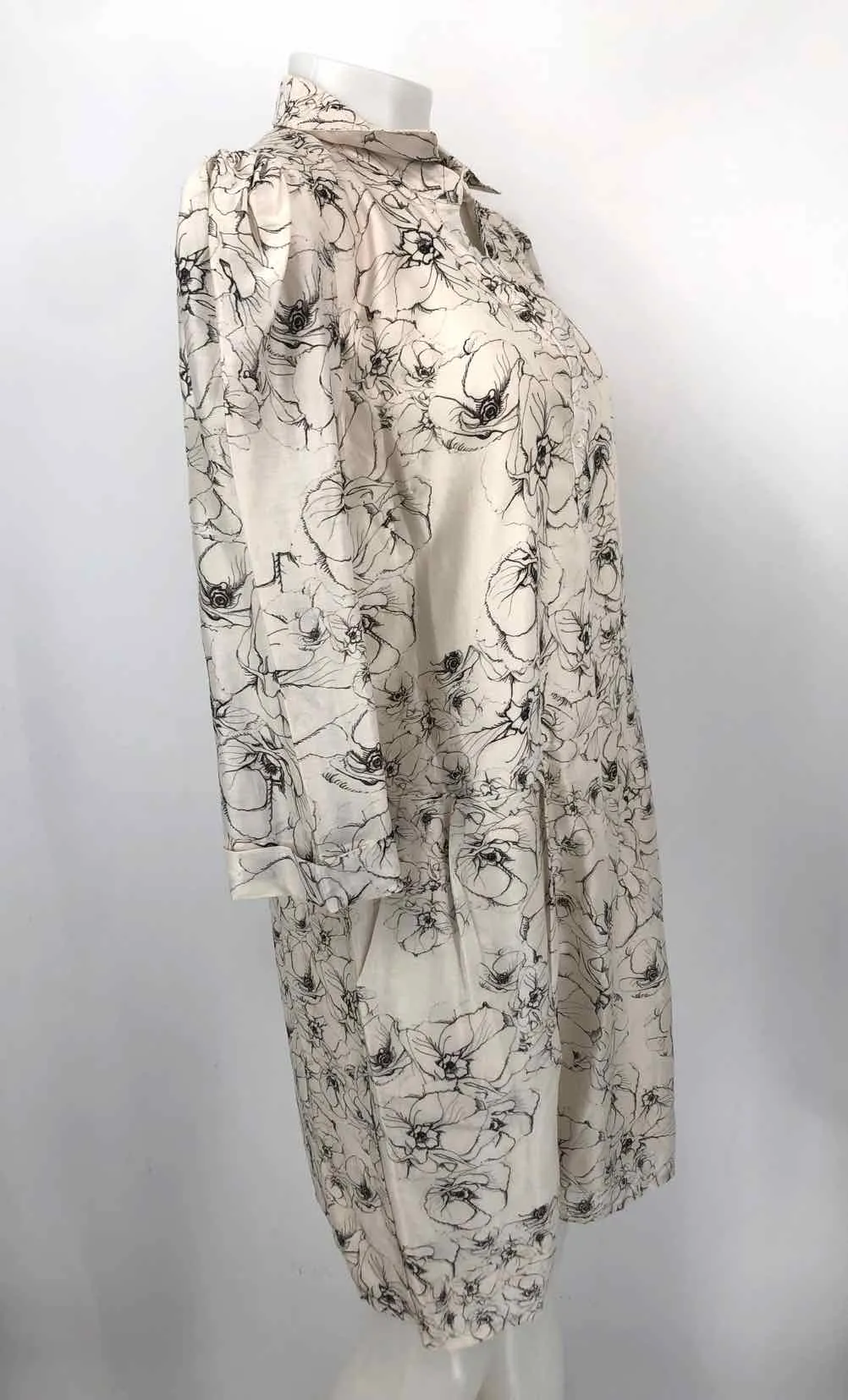 VARUN BAHL White & Black Made in India Floral Size MEDIUM (M) Dress