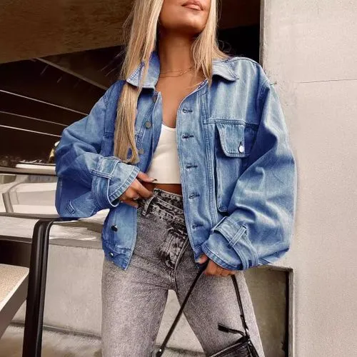 Women's Casual Streetwear Solid Color Single Breasted Coat Denim Jacket