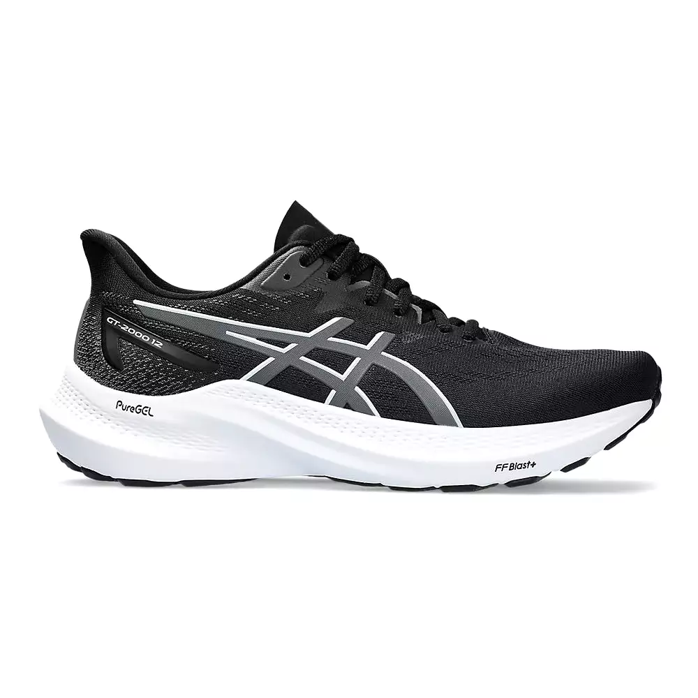 Women's Asics GT-2000 12, Black/Carrier Grey, 8 B Medium