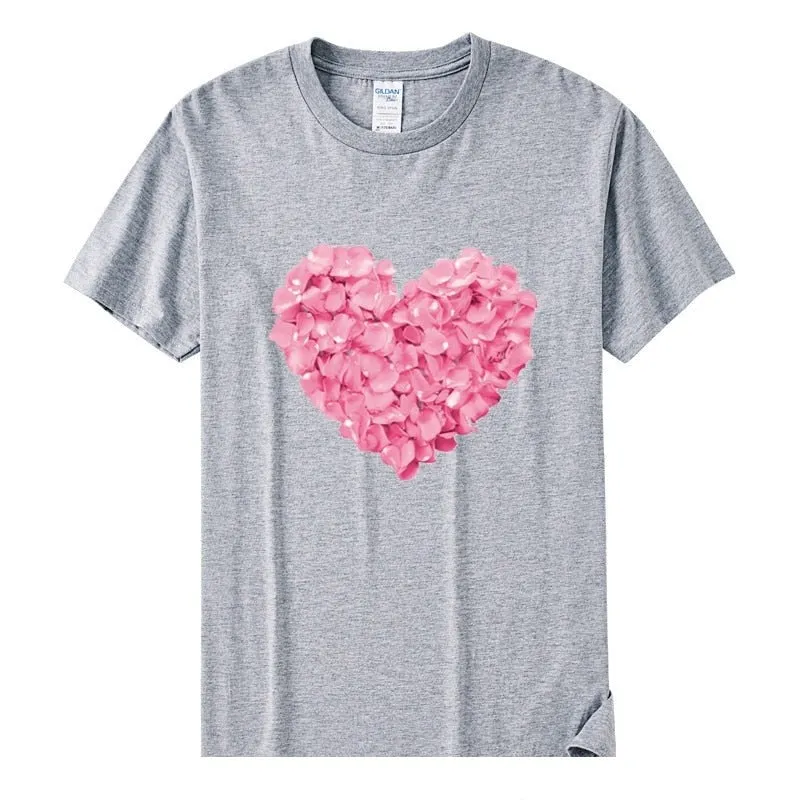 Women's Casual Flower Heart Design Cotton Short Sleeve T-Shirts